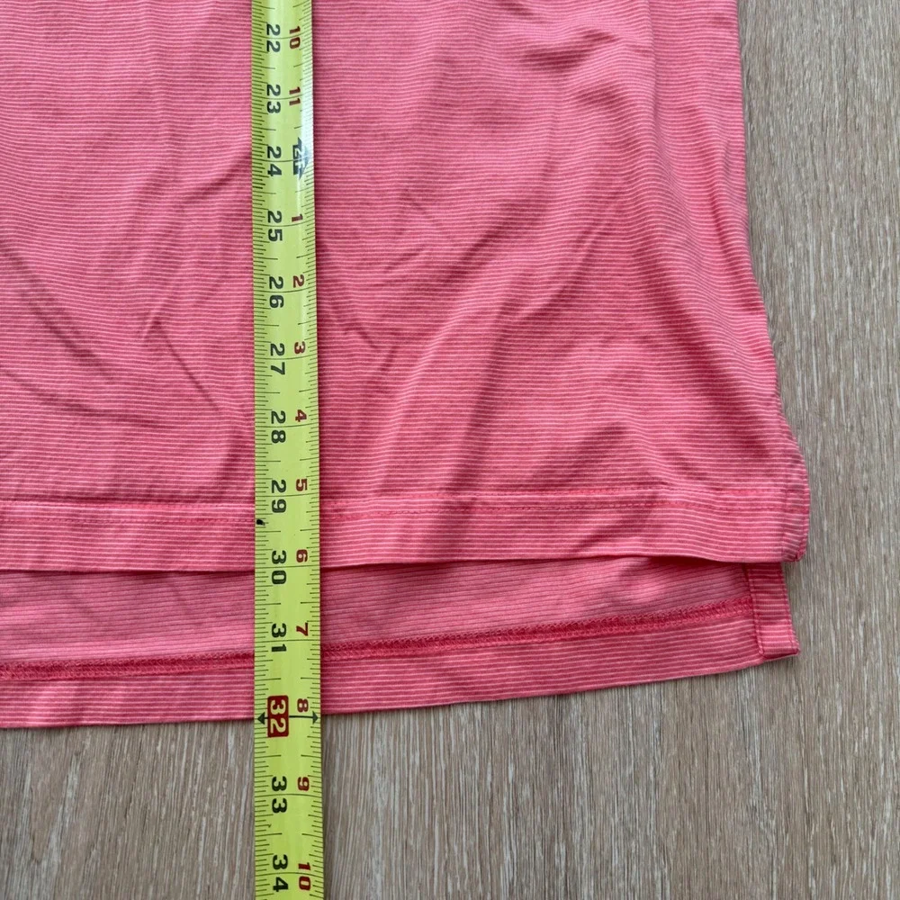 Peter Millar Carolina Cup Polo Shirt Mens XL Salmon Striped Mercerized Cottonn‎